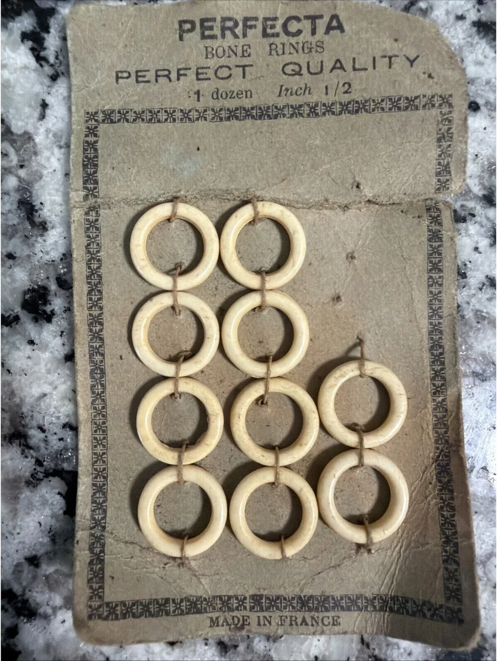 Perfecta Bone Rings  - Sewing Knitting Crochet - France Antique.
